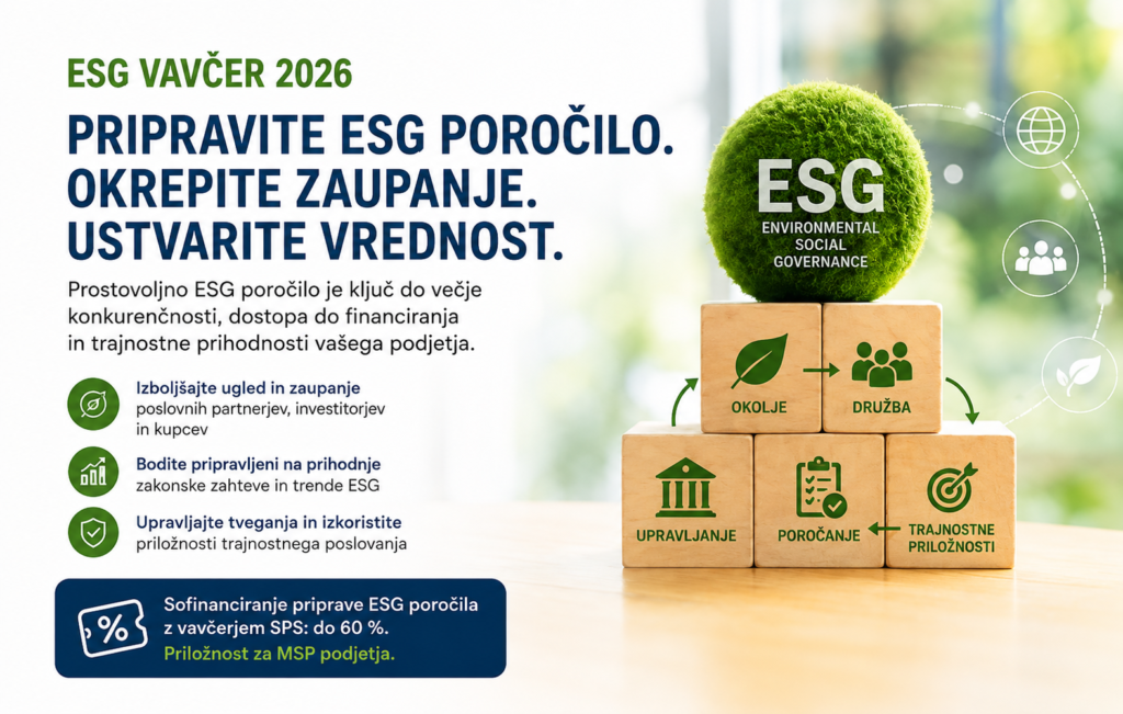 ESG vavčer 2026: Do 60 % sofinanciranja za ESG poročilo